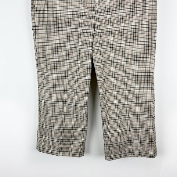 Ann Taylor Women's Petite Wide Leg Cropped Tan Brown Plaid Trouser Pants 12P - Picture 3 of 16
